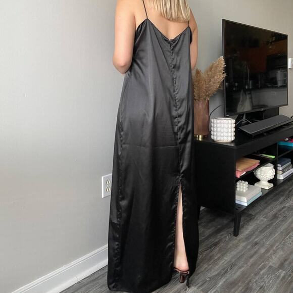 Rickie Freeman for Teri Jon Satin Maxi Side Slit Dress - Picture 3 of 4